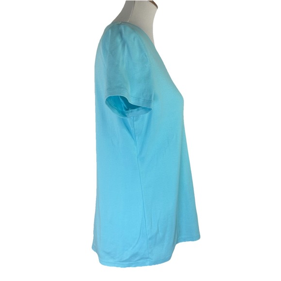 The Talbots Tee Short Sleeve V-Neck Pima Cotton Blue T-Shirt Womens Petite L - Picture 5 of 11